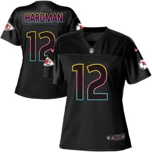 Chiefs #12 Mecole Hardman Black Women's NFL Fashion Game Jersey