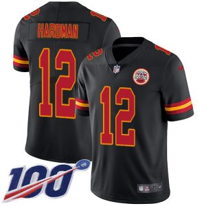 cheap Chiefs #12 Mecole Hardman Black Youth Stitched NFL Limited Rush 100th Season Jersey