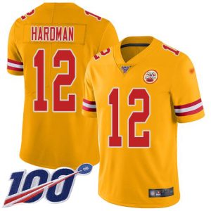 chiefs #12 mecole hardman gold men's stitched nfl limited inverted legend 100th season wholesale jersey