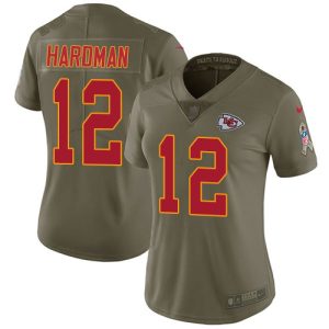 cheap Chiefs #12 Mecole Hardman Olive Women's Stitched NFL Limited 2017 Salute to Service Jersey