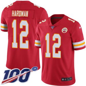 cheap Chiefs #12 Mecole Hardman Red Team Color Men's Stitched NFL 100th Season Vapor Limited Jersey