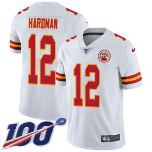 Chiefs #12 Mecole Hardman White Men's Stitched NFL 100th Season Vapor Limited Jersey