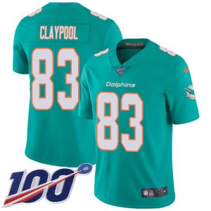 dolphins #83 chase claypool aqua green team color men's stitched nfl 100th season vapor untouchable limited wholesale jersey