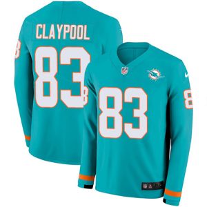 wholesale Dolphins #83 Chase Claypool Aqua Green Team Color Men's Stitched NFL Limited Therma Long Sleeve Jersey