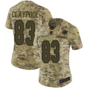 cheap Dolphins #83 Chase Claypool Camo Women's Stitched NFL Limited 2018 Salute To Service Jersey