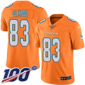 dolphins #83 chase claypool orange men's stitched nfl limited rush 100th season wholesale jersey