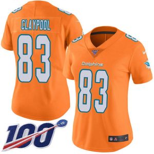 cheap Dolphins #83 Chase Claypool Orangen Women's Stitched NFL Limited Rush 100th Season Jersey