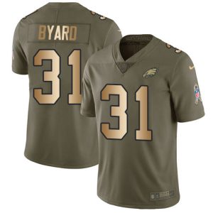 eagles #31 kevin byard olive/gold men's stitched nfl limited 2017 salute to service wholesale jersey