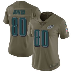 Eagles #80 Julio Jones Olive Women's Stitched NFL Limited 2017 Salute To Service Jersey