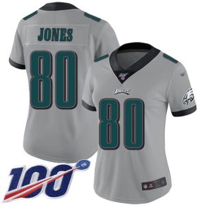 wholesale Eagles #80 Julio Jones Silver Women's Stitched NFL Limited Inverted Legend 100th Season Jersey