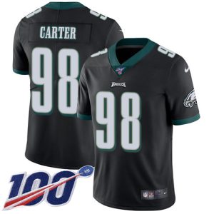 wholesale Eagles #98 Jalen Carter Black Alternate Men's Stitched NFL 100th Season Vapor Untouchable Limited Jersey