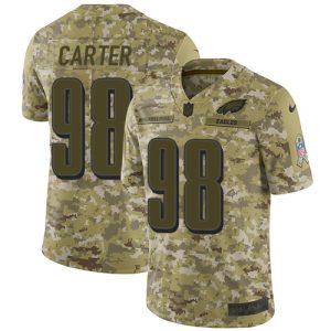 Eagles #98 Jalen Carter Camo Men's Stitched NFL Limited 2018 Salute To Service Jersey