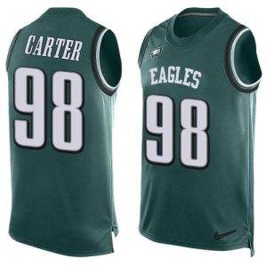 cheap Eagles #98 Jalen Carter Green Team Color Men's Stitched NFL Limited Tank Top Jersey