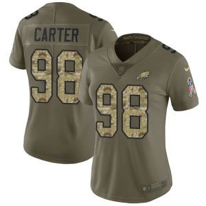 eagles #98 jalen carter olive/camo women's stitched nfl limited 2017 salute to service cheap jersey