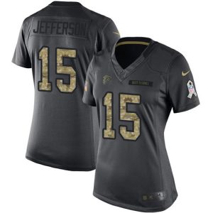 Falcons #15 Van Jefferson Black Stitched Women's NFL Limited 2016 Salute to Service Jersey