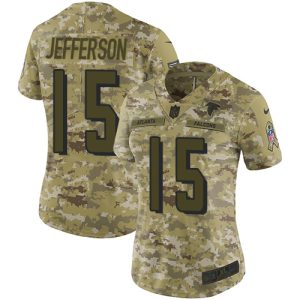 cheap Falcons #15 Van Jefferson Camo Stitched Women's NFL Limited 2018 Salute To Service Jersey