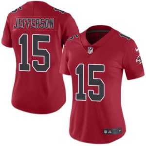 wholesale Falcons #15 Van Jefferson Red Stitched Women's NFL Limited Rush Jersey