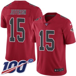 Falcons #15 Van Jefferson Red Stitched Youth NFL Limited Rush 100th Season Jersey