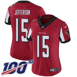 falcons #15 van jefferson red team color stitched women's nfl 100th season vapor untouchable limited wholesale jersey