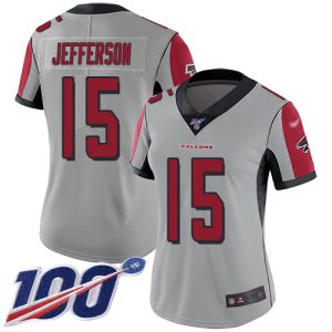 Falcons #15 Van Jefferson Silver Stitched Women's NFL Limited Inverted Legend 100th Season Jersey