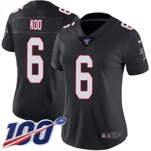 wholesale Falcons #6 Younghoe Koo Black Alternate Stitched Women's NFL 100th Season Vapor Untouchable Limited Jersey