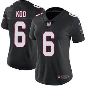 Falcons #6 Younghoe Koo Black Alternate Stitched Women's NFL Vapor Untouchable Limited Jersey