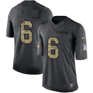 cheap Falcons #6 Younghoe Koo Black Men's Stitched NFL Limited 2016 Salute to Service Jersey