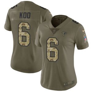 Falcons #6 Younghoe Koo Olive/Camo Stitched Women's NFL Limited 2017 Salute To Service Jersey