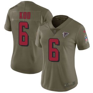 Falcons #6 Younghoe Koo Olive Stitched Women's NFL Limited 2017 Salute To Service Jersey