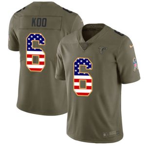 wholesale Falcons #6 Younghoe Koo Olive/USA Flag Men's Stitched NFL Limited 2017 Salute To Service Jersey