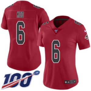 Falcons #6 Younghoe Koo Red Stitched Women's NFL Limited Rush 100th Season Jersey