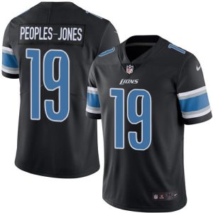 cheap Lions #19 Donovan Peoples-Jones Black Men's Stitched NFL Limited Rush Jersey