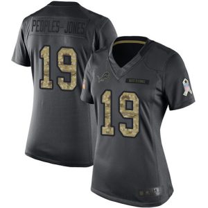 cheap Lions #19 Donovan Peoples-Jones Black Women's Stitched NFL Limited 2016 Salute to Service Jersey