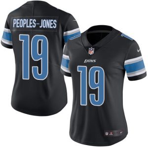 Lions #19 Donovan Peoples-Jones Black Women's Stitched NFL Limited Rush Jersey