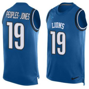 cheap Lions #19 Donovan Peoples-Jones Blue Team Color Men's Stitched NFL Limited Tank Top Jersey