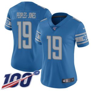 Lions #19 Donovan Peoples-Jones Blue Team Color Women's Stitched NFL 100th Season Vapor Untouchable Limited Jersey