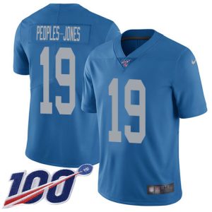 lions #19 donovan peoples-jones blue throwback men's stitched nfl 100th season vapor untouchable limited cheap jersey