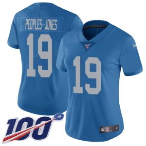 Lions #19 Donovan Peoples-Jones Blue Throwback Women's Stitched NFL 100th Season Vapor Untouchable Limited Jersey