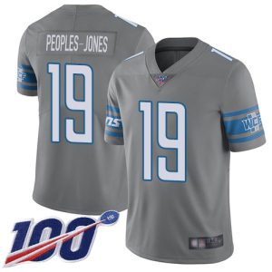 lions #19 donovan peoples-jones gray men's stitched nfl limited rush 100th season wholesale jersey