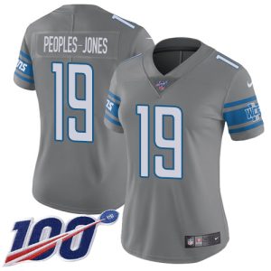 Lions #19 Donovan Peoples-Jones Gray Women's Stitched NFL Limited Rush 100th Season Jersey