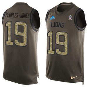 Lions #19 Donovan Peoples-Jones Green Men's Stitched NFL Limited Salute To Service Tank Top Jersey