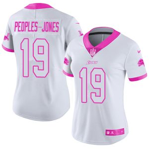 lions #19 donovan peoples-jones white/pink women's stitched nfl limited rush fashion wholesale jersey