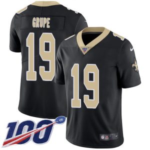 saints #19 blake grupe black team color men's stitched nfl 100th season vapor limited wholesale jersey