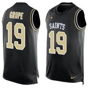 Saints #19 Blake Grupe Black Team Color Men's Stitched NFL Limited Tank Top Jersey