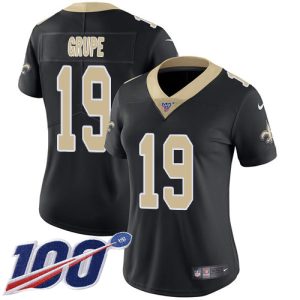 Saints #19 Blake Grupe Black Team Color Women's Stitched NFL 100th Season Vapor Limited Jersey