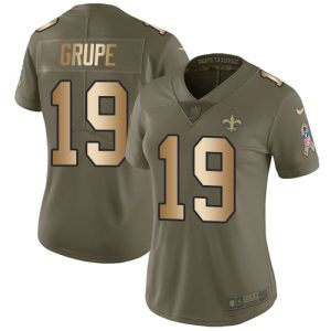 saints #19 blake grupe olive/gold women's stitched nfl limited 2017 salute to service cheap jersey