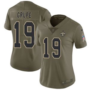 Saints #19 Blake Grupe Olive Women's Stitched NFL Limited 2017 Salute To Service Jersey