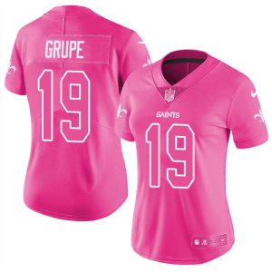 Saints #19 Blake Grupe Pink Women's Stitched NFL Limited Rush Fashion Jersey