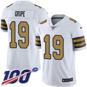 Saints #19 Blake Grupe White Men's Stitched NFL Limited Rush 100th Season Jersey