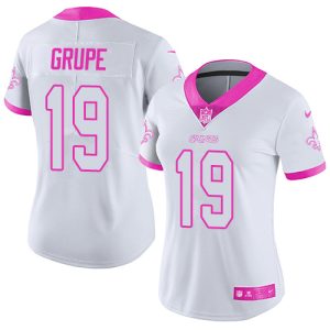 saints #19 blake grupe white/pink women's stitched nfl limited rush fashion cheap jersey